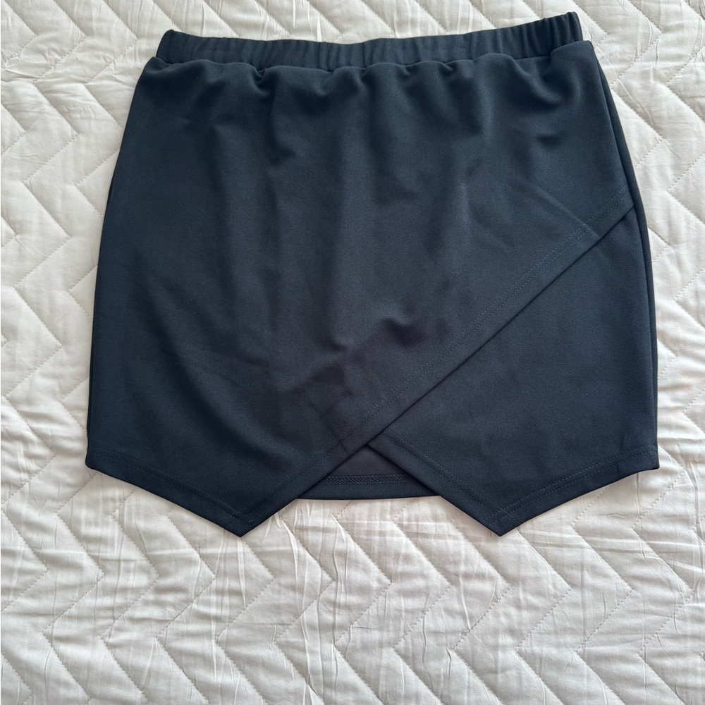 SHEIN Black Wrap-Front Mini Skirt